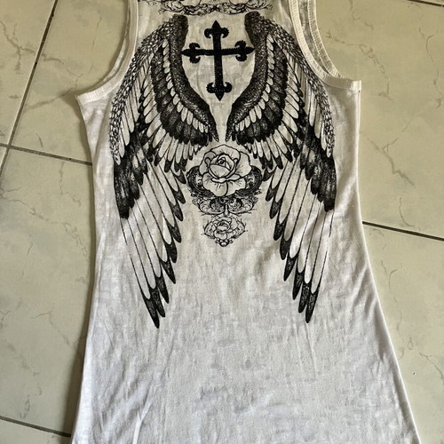 White tank top with subtle rhinestones, size XS