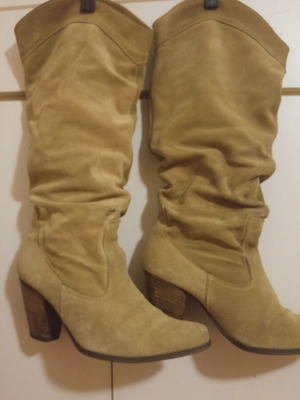 Suede boots used genuine leather size 36 beige