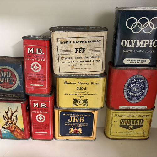 Gunpowder boxes like new, set of 10 pieces