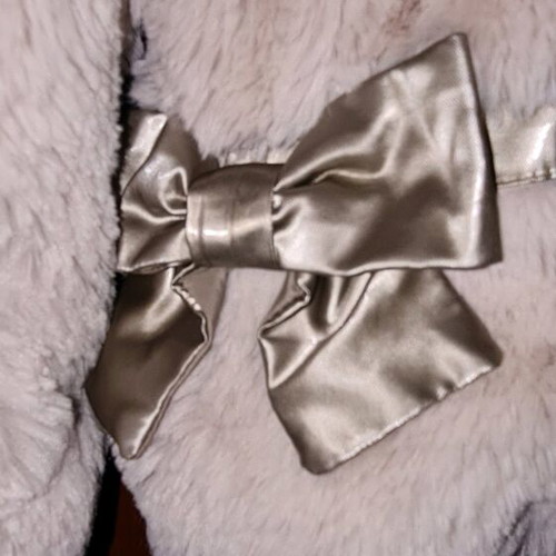 Lapin House baby fur coat like new, beige with bows, size 2 years