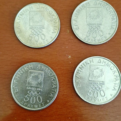 500 Drachma Athens 2004 like new, set of 4 coins
