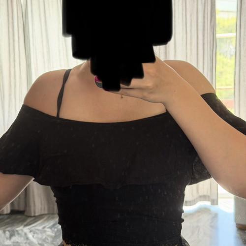 Bershka black off-shoulder crop top with ruffles size M like new
