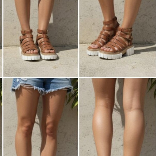 Favela Flatform Sandals No38 Like New Brown Leather