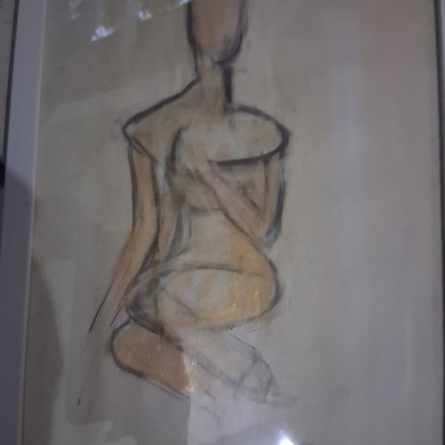 Painting "Γυμνο" like new, framed 21×30cm, signed