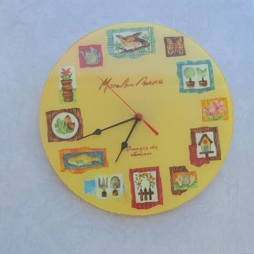 Vintage handmade wall clock with glass effect, new