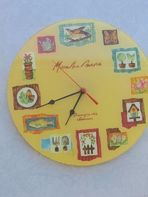 Vintage handmade wall clock with glass effect, new