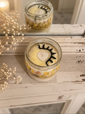 Handmade candle with watermelon floss scent, soy and gel wax