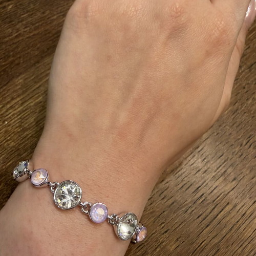 Bracelet with pink stones and zirconia, new, stainless steel