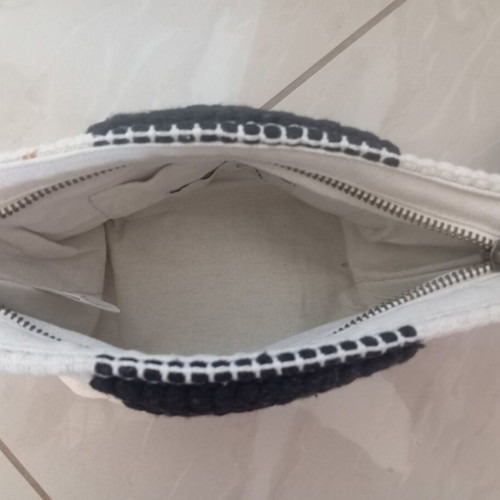 Handmade cotton wrist bag black and white, new