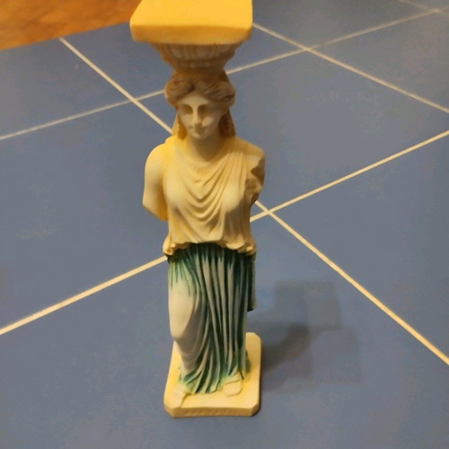 Caryatid statue like new, handmade Greek product, alabaster 24 cm