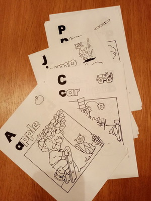 Photocopies with English alphabet