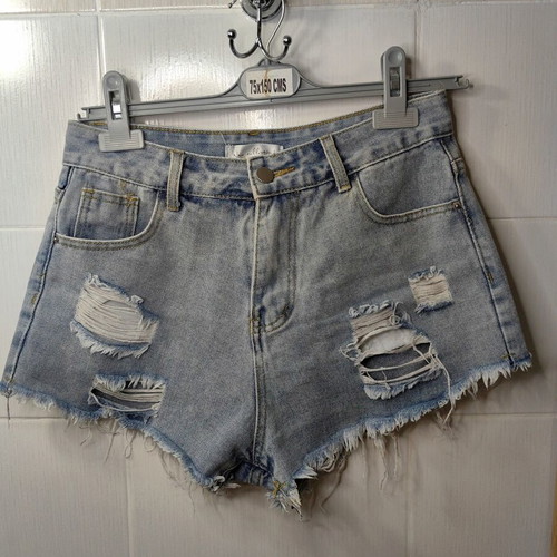 Women's denim shorts, size S-M, blue and turquoise