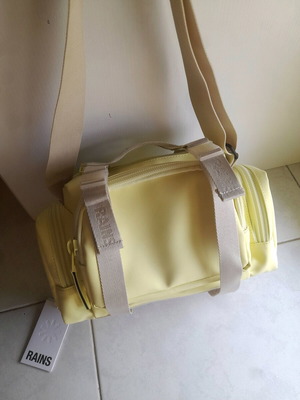 Rains shoulder bag, beige and yellow, waterproof fabric
