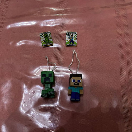 Minecraft Steve & Creeper collectible hanging figures set, like new