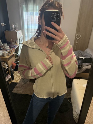 Sweater cardigan with zipper new, beige