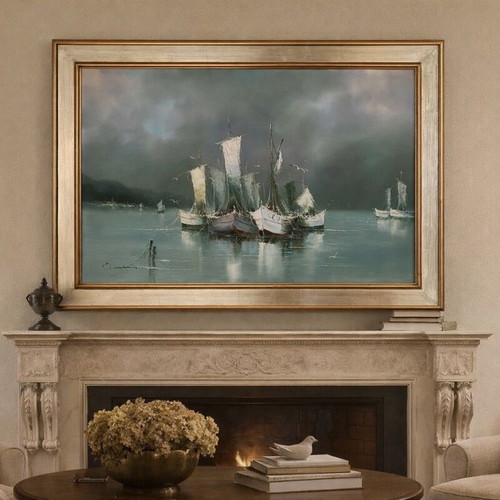 Oil painting seascape with frame like new, 110×78 cm