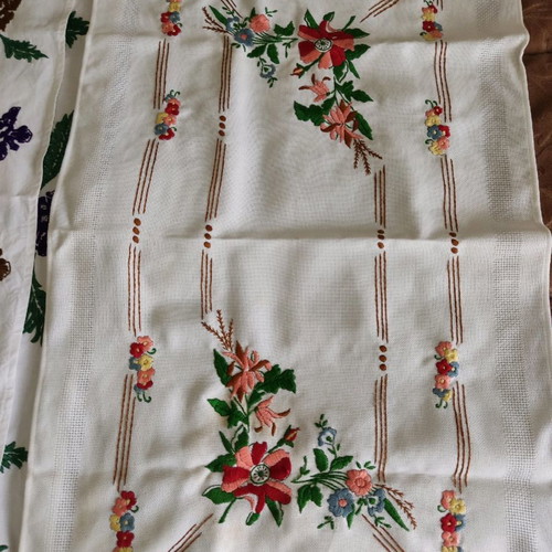 Handmade table runner new with DMC embroidery