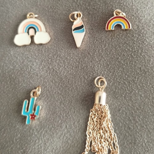 Set of five new children's pendants with ice cream and rainbow