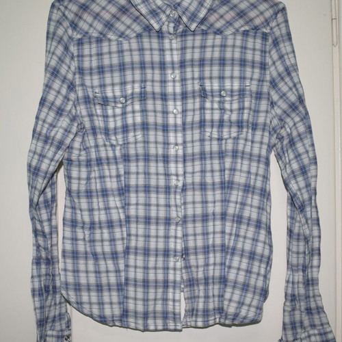 Women's checked shirt H&M used, grey and blue, size M