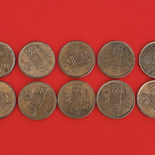 Shell collectible metal tokens used, lot of 10 Sweden 1959