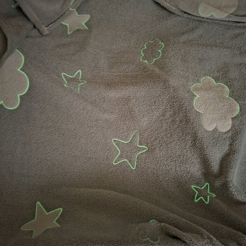 Grey baby fleece blanket with glowing stars and clouds like new