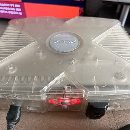 Xbox Original Crystal Edition 80GB softmod used console with 4 controllers