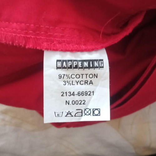 High-waisted red cotton pants, size M