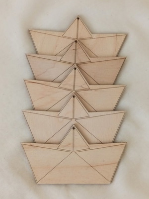 Ξύλινα καραβάκια laser-cut σετ 5 τεμαχίων για χειροτεχνίες και γούρια