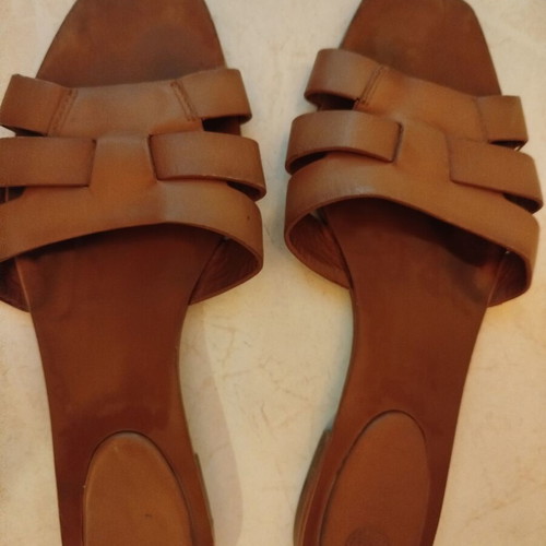 Flat leather sandals Massimo Dutti size 37 used, tan