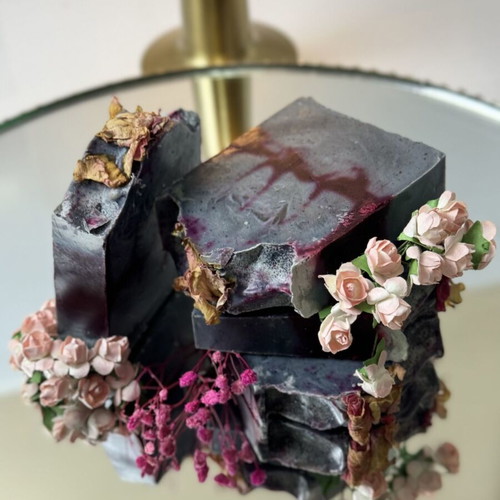 Natural soap with activated charcoal and rose new