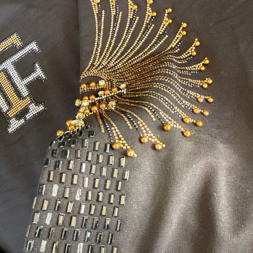 Women's black blouse with unique beaded sleeves Tatu size 42 like new