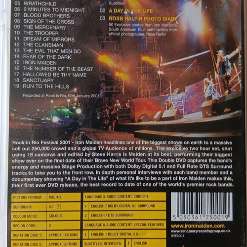 Iron Maiden Rock in Rio 2 DVD EU edition 2002 like new
