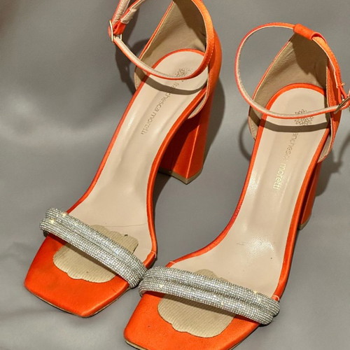 Franchesca Moretti women's orange sandals used with rhinestones