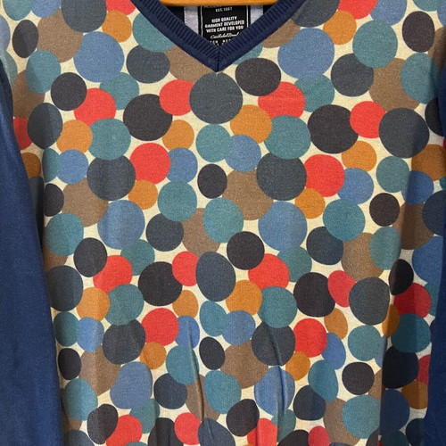 State of Art men's V-neck sweater with colorful jacquard pattern