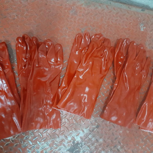 Work gloves red pvc 5 pieces new
