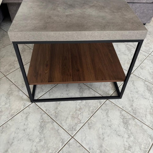 Living room furniture set cement grey with wood and black metal legs like new