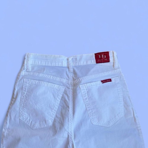 Holyday white high-waisted pants used, elastic, summer style