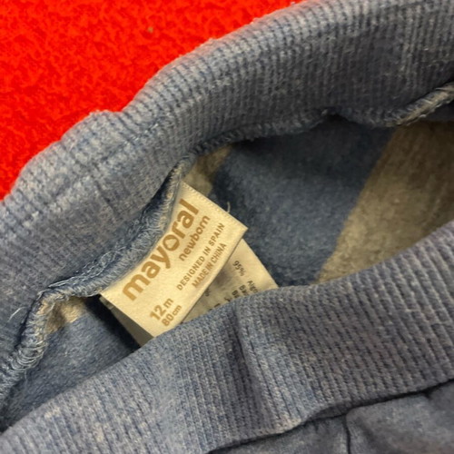 Mayoral sweatpants 12 months like new, blue gray striped