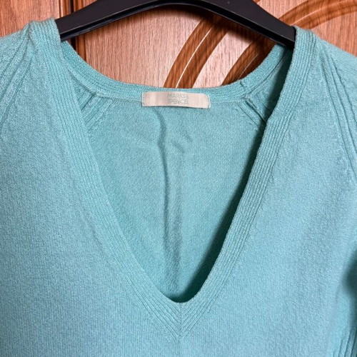 Marks & Spencer Mint Green V-Neck Ribbed Knit Jumper like new, UK 10 S