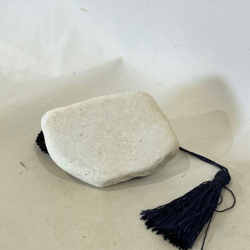 Handmade table charm with bronze boat and marble stone