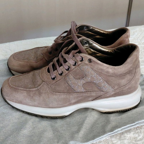 Hogan sneakers like new, taupe suede leather, size 37.5