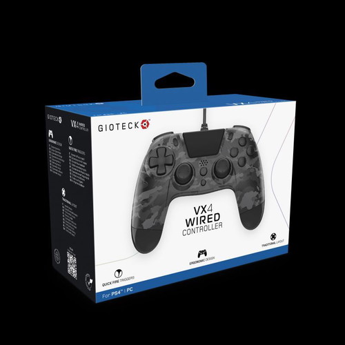 PlayStation 4 Gioteck VX-4 Premium Wired Controller dark camo new