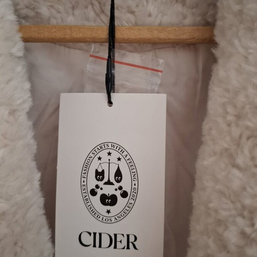 Cider oversized long beige faux fur coat