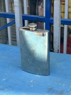 Vintage stainless steel pocket flask 9oz used