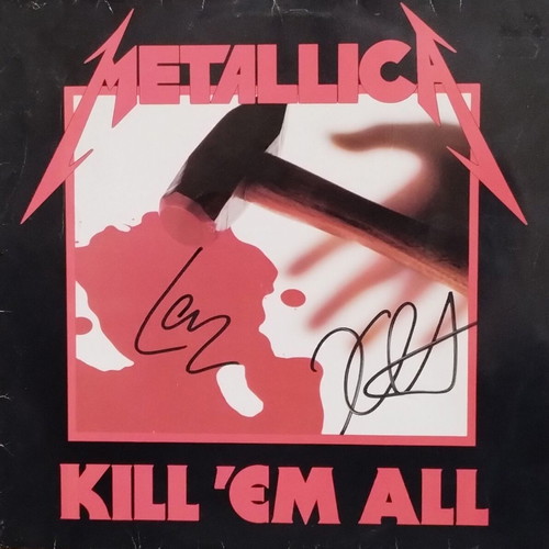 Metallica Kill 'Em All LP μεταχειρισμένο, επανέκδοση 1989 με υπογραφές