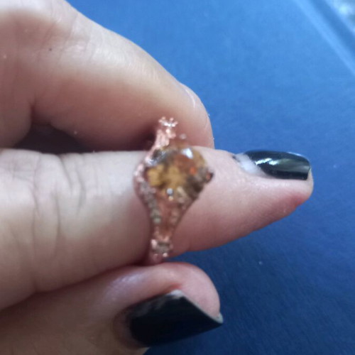 Silver rose gold monoptero ring with zircon stone like new