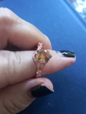 Silver rose gold monoptero ring with zircon stone like new