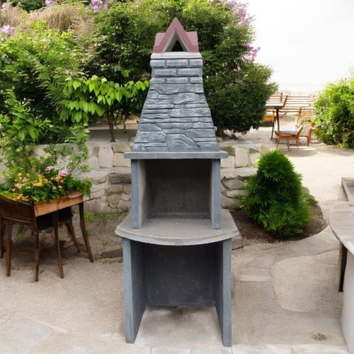 Concrete garden barbecue Lora new, gray and white