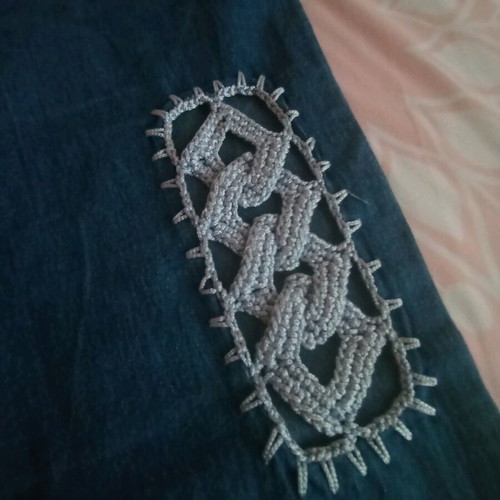 Women’s denim pants thin summer with knitted details like new