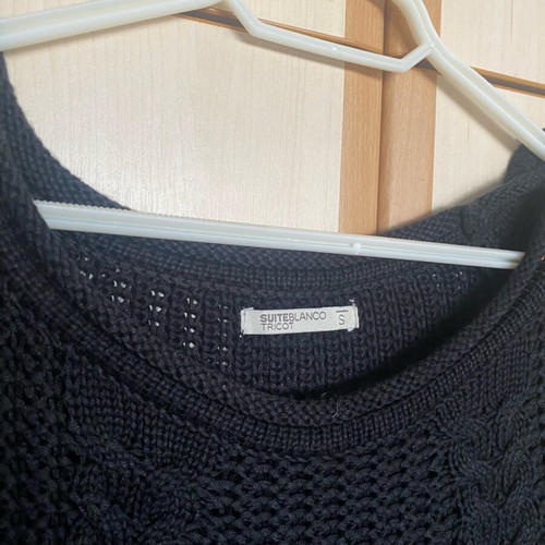 Black knitted blouse dress with buttons at back like new